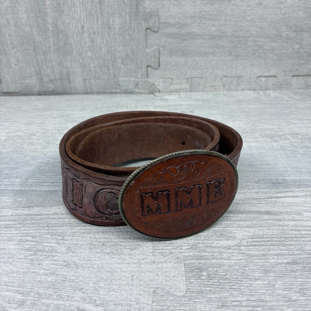 Circle Y Western Leather Belt Mens 38 Carved Leather Detail MICHAEL